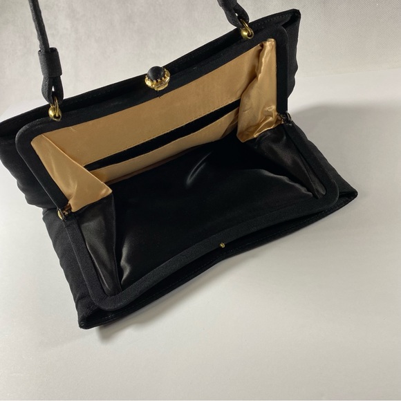 Vintage 1950s Black Satin Evening Bag - Picture 4 of 4